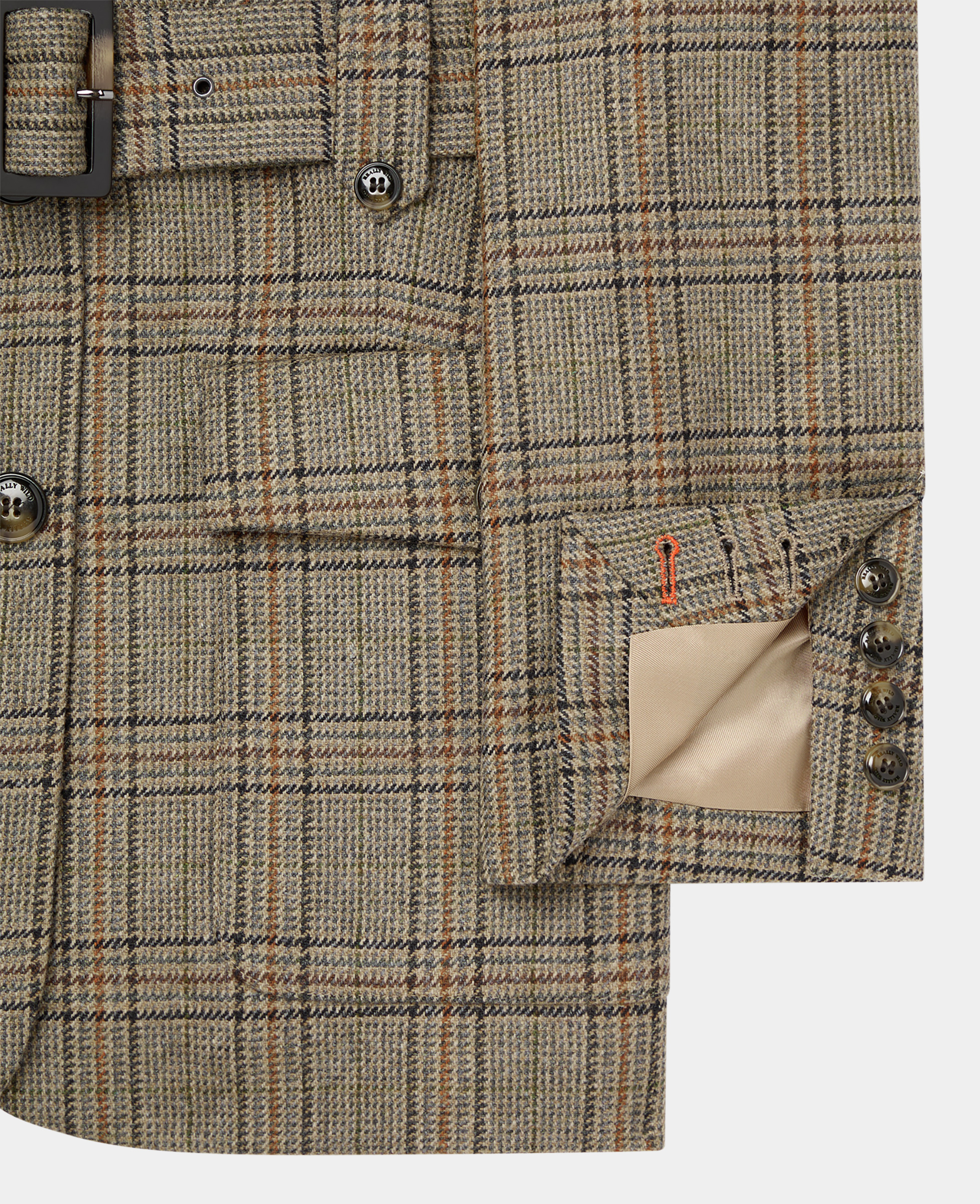 Belted Wool Check Jacket