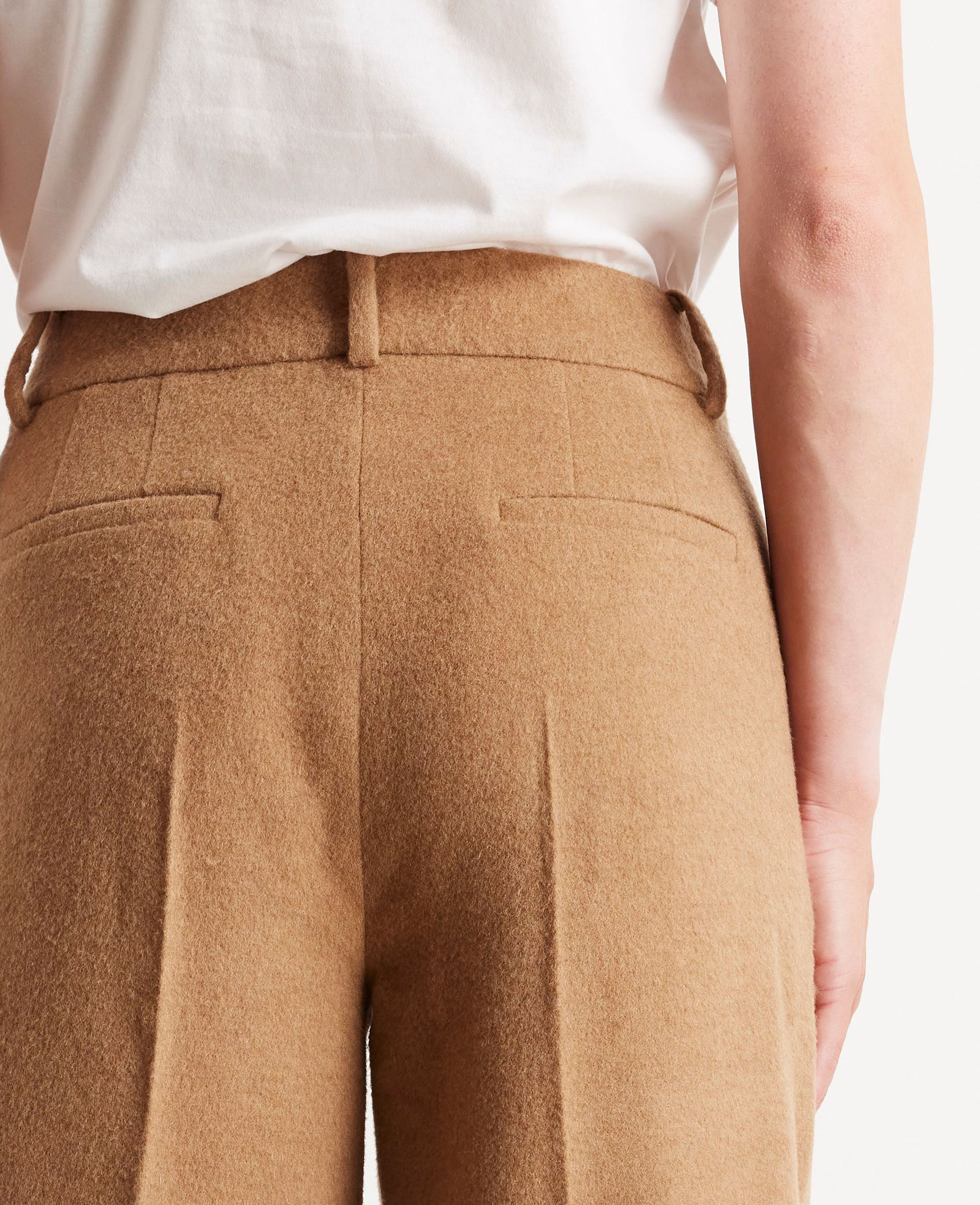 Wide Leg Camel and Wool Blend Trousers