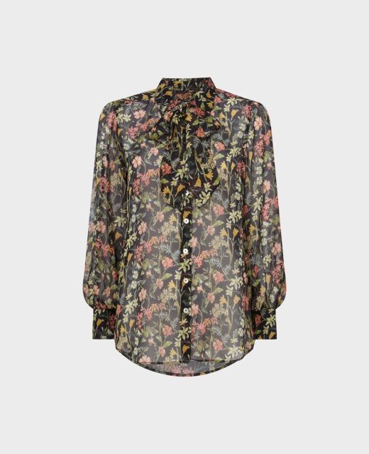 Really Wild
                            Tie Neck Shirt In Liberty Fabric  Main Image