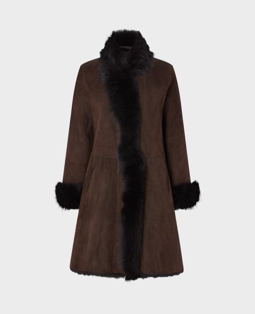 Really Wild Shearling Fur Trim Coat Different Angle 1