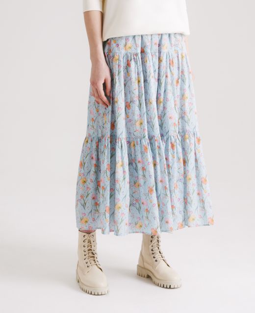 Really Wild Liberty Print Cotton Tiered Maxi Skirt Main Image