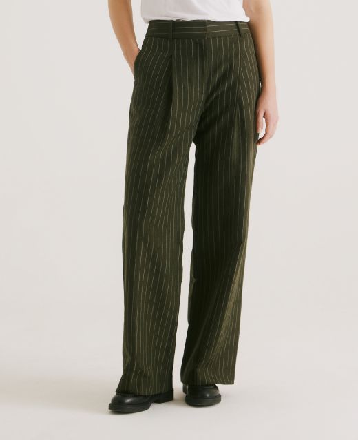 Really Wild
                            Linen Blend Wide Leg Pleated Trousers Main Image