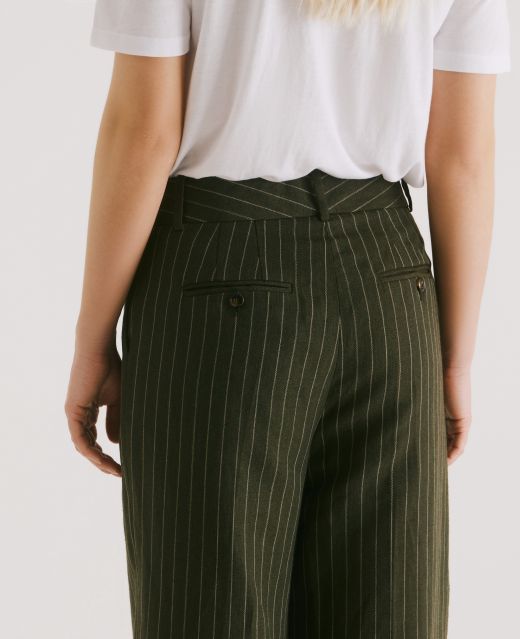 Really Wild Linen Blend Wide Leg Pleated Trousers Different Angle 1