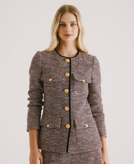 Really Wild Cotton Blend Boucle Tweed Jacket Different Angle 1