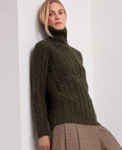 Really Wild Chunky Cable Knit Roll Neck Wool Jumper Different Angle 1