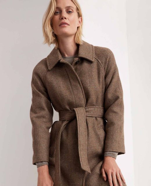 Really Wild
                            Portobello Belted Houndstooth Check Wool Coat Main Image