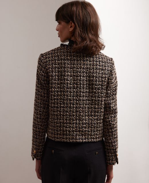 Really Wild Cropped Wool Blend Boucle Jacket Different Angle 1
