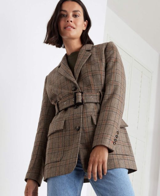 Really Wild
                            Belted Wool Check Jacket Main Image