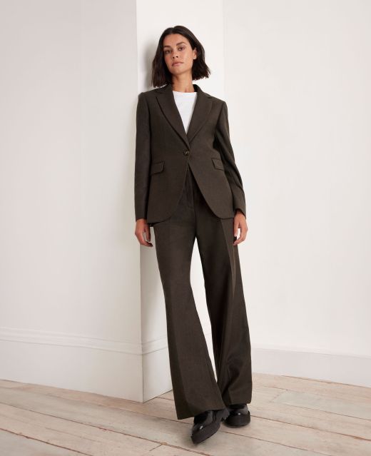 Really Wild Wide Leg Pleated Wool Trousers Main Image