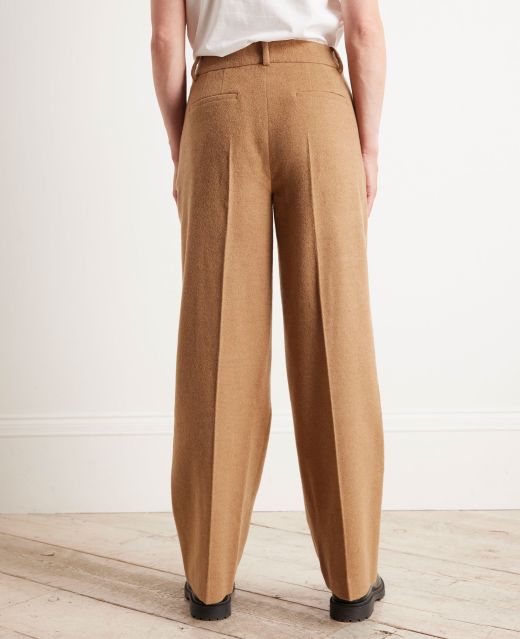 Really Wild Wide Leg Camel and Wool Blend Trousers Different Angle 1