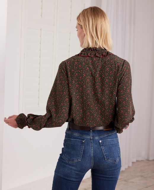 Really Wild Liberty Print Silk Shirred Neck Blouse Different Angle 1