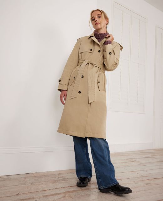 Really Wild Belted Cotton Trench Coat Different Angle 1