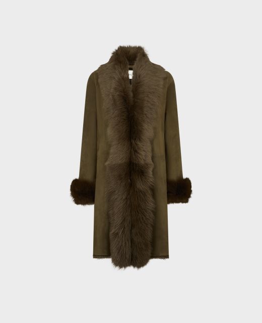 Really Wild Shearling Fur Trim Coat Main Image