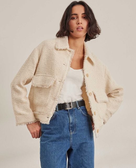 Really Wild
                            Carlise Cotton Blend Oversized Boucle Jacket Main Image