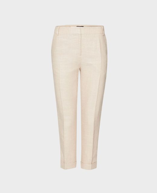 Really Wild Linen Blend Cropped Turn Up Trousers  Main Image