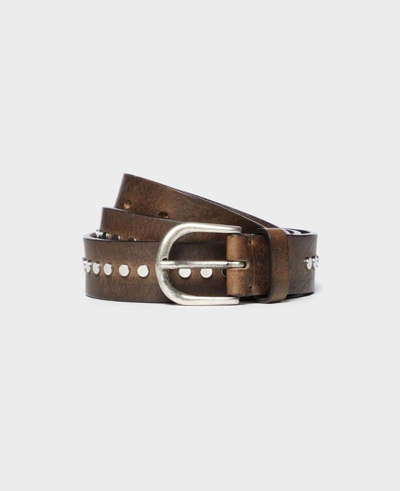 Boomer Leather Stud Belt in Taupe| Really wild clothing | Accessories