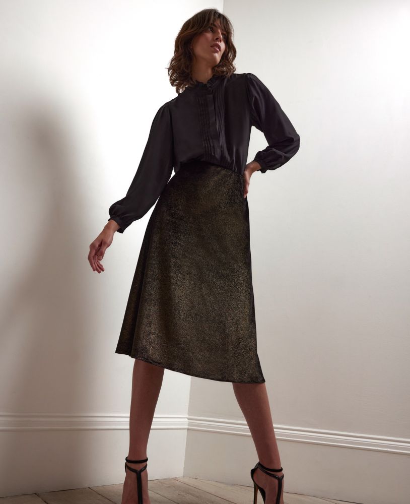 Sparkle Velvet Midi Skirt, Shimmer Velvet | Really Wild | Model Front