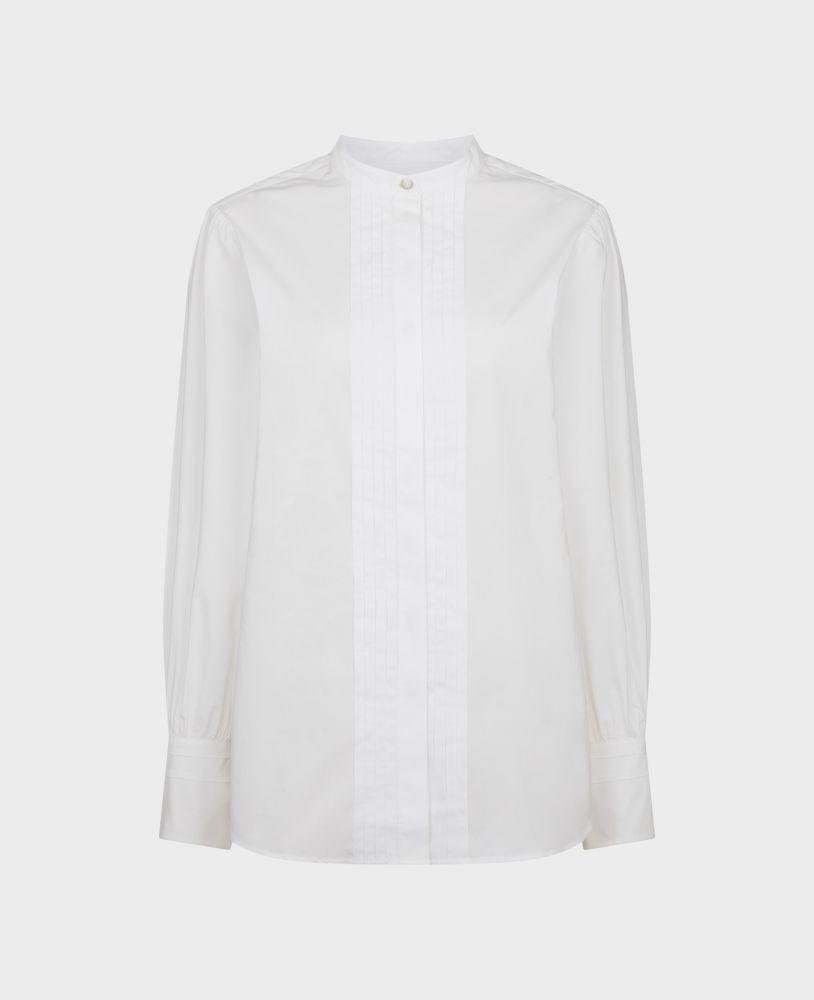 Cotton Pintuck Shirt, White | Really Wild Clothing |  Flat Lay