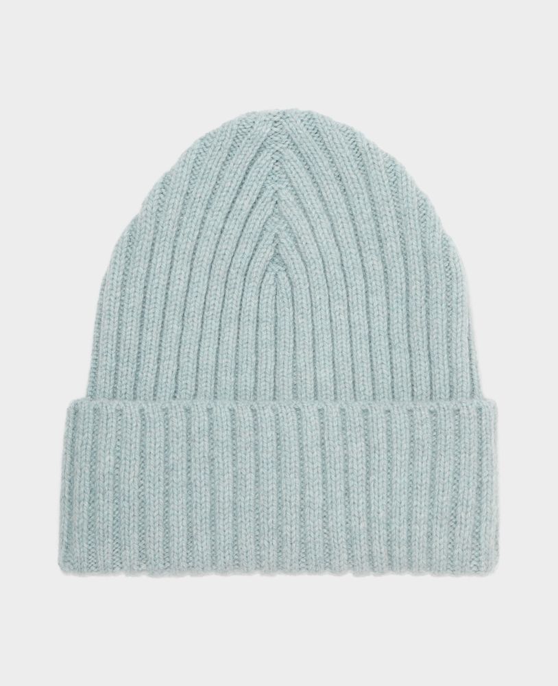 Ribbed Lambswool Beanie, Soft Blue | Really Wild | Flatshot One