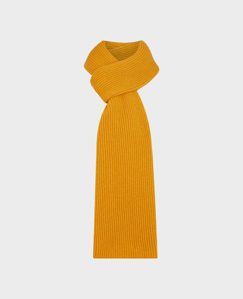 Extra Fine Lambswool Ribbed Scarf, Golden | Really Wild | Flatshot One