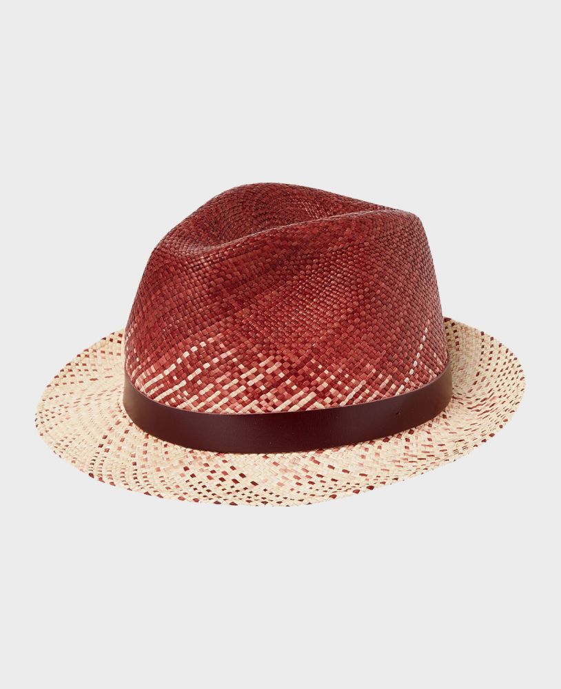 Hoxton Trilby Raffia Hat in Natural Oxblood | Really Wild Clothing | Accessories | Front image 