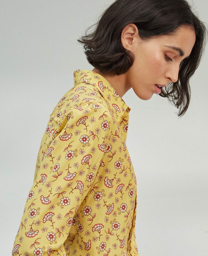 Cotton Silk Blend Classic Shirt, Yellow | Really Wild Clothing | Model Edit