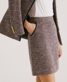 Cotton Blend Tweed A-Line Skirt