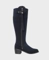 Wider Fitting Heeled Suede Boots Navy | Really Wild Clothing | Footwear | Front image 