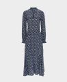 Liberty Print Frill Collar Silk Dress , Navy Flower| Dresses | Really Wild | Flat Shot