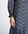 Liberty Print Frill Collar Silk Dress, Navy Flower| Dresses | Really Wild | Detail Shot