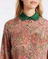 Liberty Print Silk Collared Tie Neck Dress, Ivy/Red Paisley | Dresses | Really Wild | Detail Shot