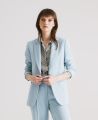 Elizabeth Longline Jacket, Opal Blue | Really Wild Clothing | Model Front