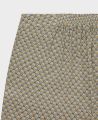 Liberty Print Silk Palazzo Trousers, Ocher Green Geo | Really Wild Clothing | Fabric Detail