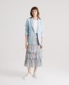 Liberty Print Silk Chiffon Maxi Skirt, Ash Meadow Blue | Really Wild Clothing | Front Model Image 
