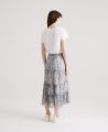 Liberty Print Silk Chiffon Maxi Skirt, Ash Meadow Blue | Really Wild Clothing | Back Model Image 