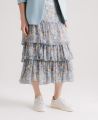Liberty Print Silk Chiffon Maxi Skirt, Ash Meadow Blue | Really Wild Clothing | Detail