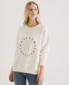 Organic Cotton Sweatshirt, Cream | Really Wild Clothing | Front Model Image Detail Shot
