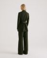 Linen Blend Belted Jacket, Khaki Pinstripe | Really Wild | Back Model Image
