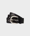 Italian Leather Enamel Studded Belt in Black | Really Wild Clothing | Accessories | Front Image