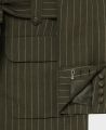 Linen Blend Belted Jacket, Khaki Pinstripe | Really Wild Clothing | Flatshot Detail

