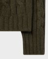 Chunky Cable Knit Roll Neck Wool Jumper, Loden | Really Wild | Flatshot Two