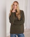 Chunky Knit Roll Neck Wool Jumper, Olive Marl | Really Wild | Model Image One