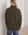 Chunky Knit Roll Neck Wool Jumper, Olive Marl | Really Wild | Model Image Two