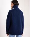 Chunky Knit Roll Neck Wool Jumper, Navy Marl | Really Wild | Model Image Two