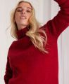Chunky Knit Roll Neck Wool Jumper, Crimson Marl | Really Wild | Model Image One