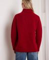 Chunky Knit Roll Neck Wool Jumper, Crimson Marl | Really Wild | Model Image Two