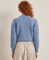 Ribbed Crew Neck Cashmere and Wool Blend Jumper, Soft Blue | Really Wild | Model Back