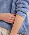 Ribbed Crew Neck Cashmere and Wool Blend Jumper, Soft Blue | Really Wild | Model Detail