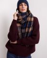 Wool and Cashmere Blend Check Scarf, Camel Blackwatch | Really Wild | Model