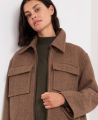 Utility Wool Coat, Camel Brown Herringbone | Really Wild | Model Detail